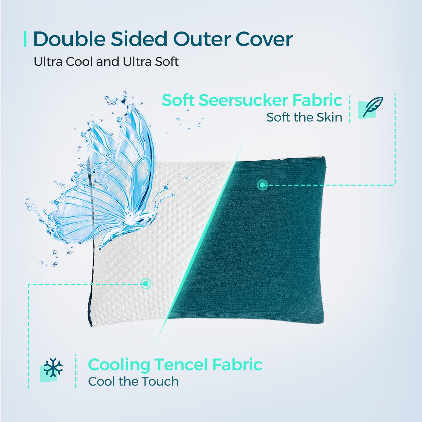 Shredded Memory Foam Pillow, Gel Infused Pillow with Tencel™ Washable Cover