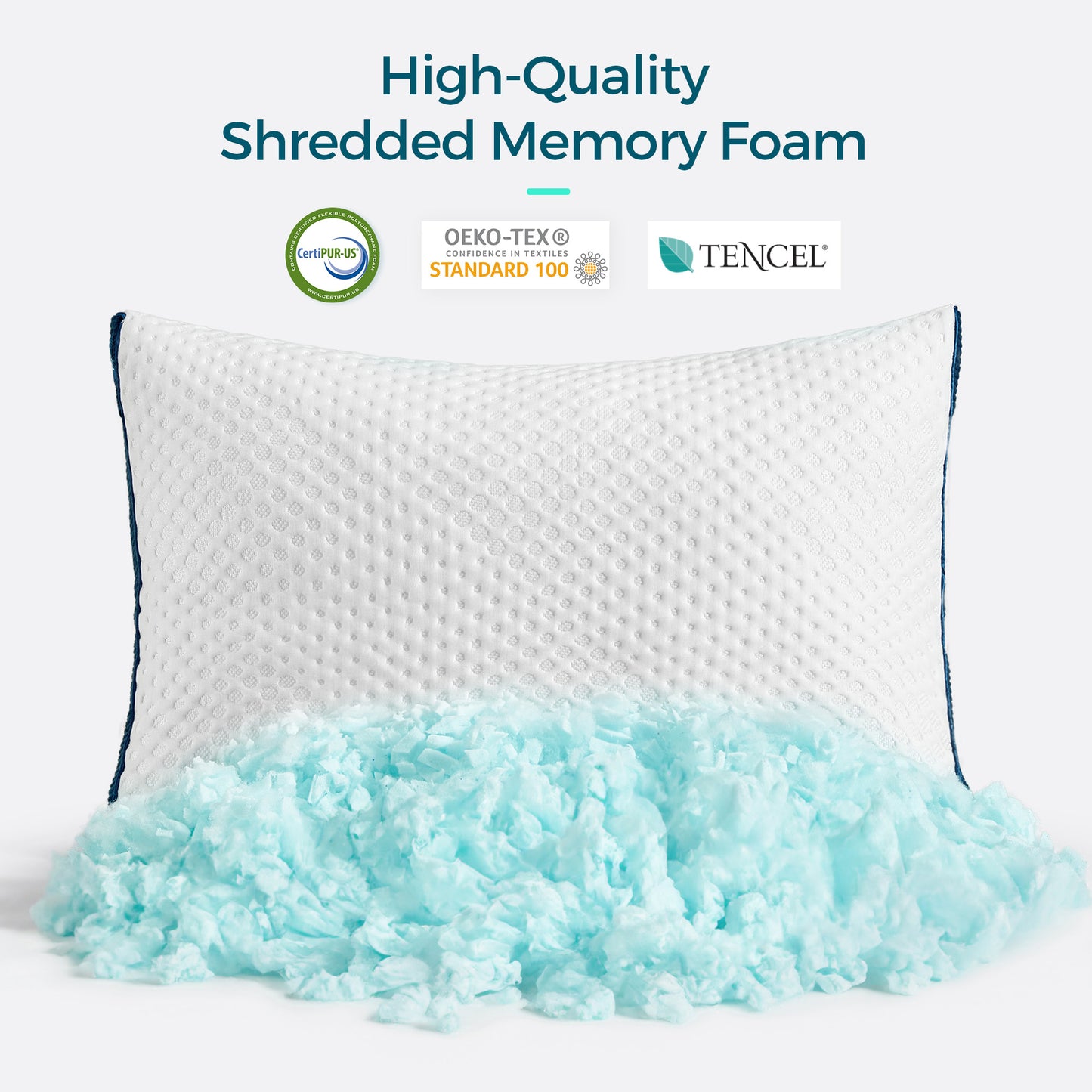 Shredded Memory Foam Pillow, Gel Infused Pillow with Tencel™ Washable Cover