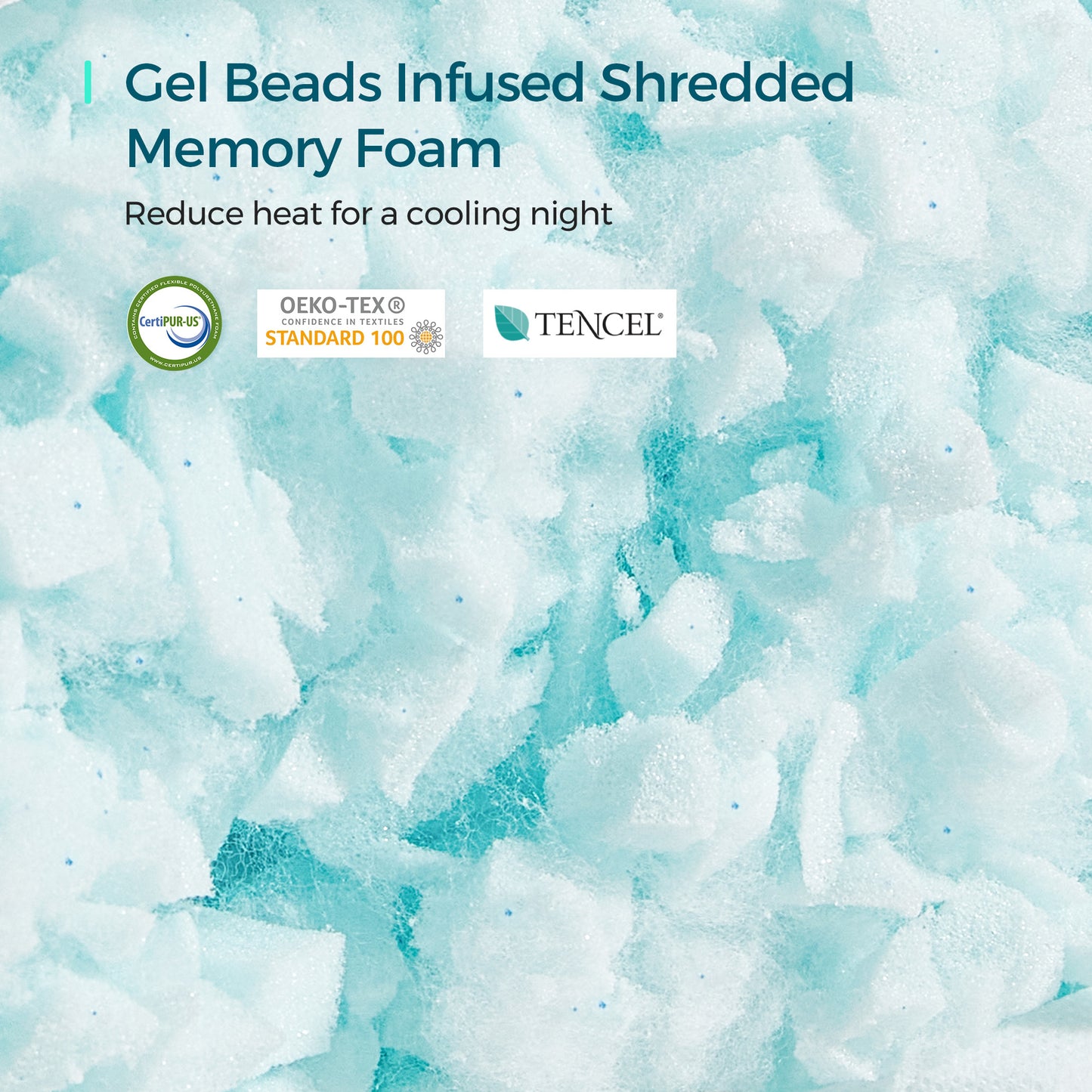 Shredded Memory Foam Pillow, Gel Infused Pillow with Tencel™ Washable Cover