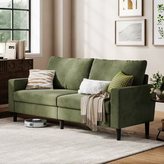 Linsy Home 79''W Corduroy Loveseat Sofa Couch for Living Room, Bedroom, Apartment and Small Space, Easy Assembly