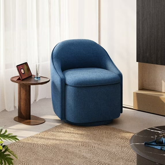 Linsy Home 360° Swivel Accent Chair with Hidden Storage, Modern Upholstered Barrel Chair for Living Room