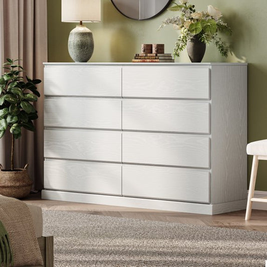 Linsy Home Modern Wood Dressers for Bedroom, Wide Chest of 8 Drawers