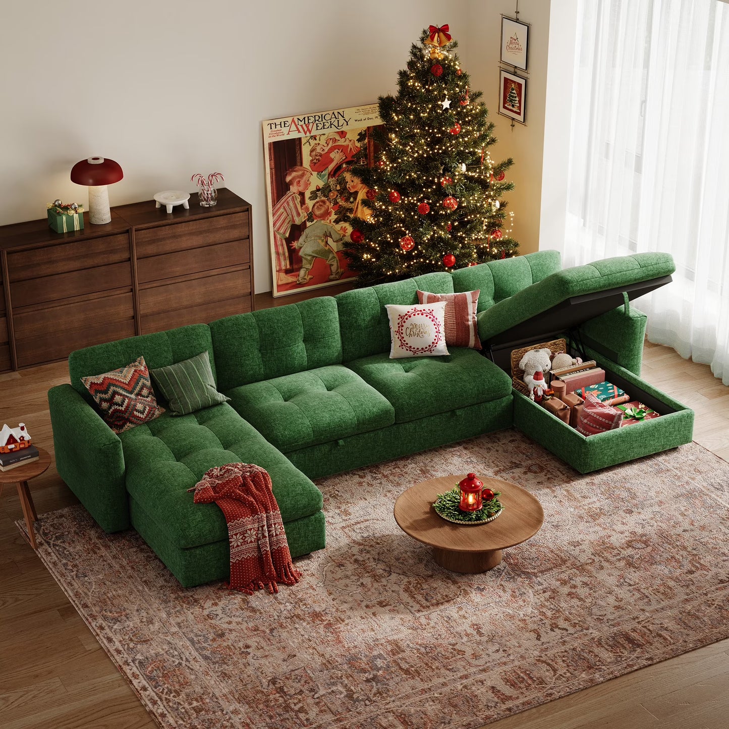 Linsy Home Oversized Modular Sectional Sofa with Storage, 118" 4 Seat L-Shaped Couches and Sofas