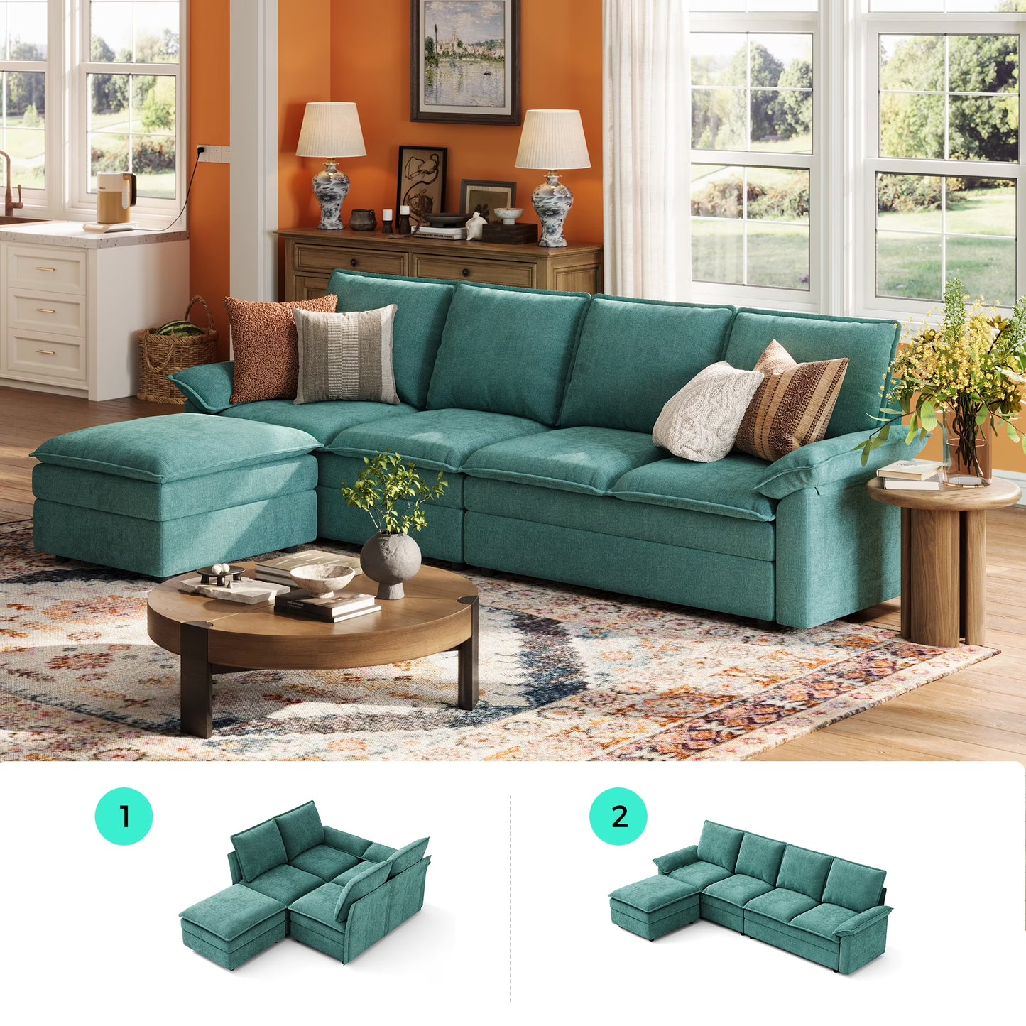 Linsy Home Corduroy L Shaped Sleeper Sofa Bed