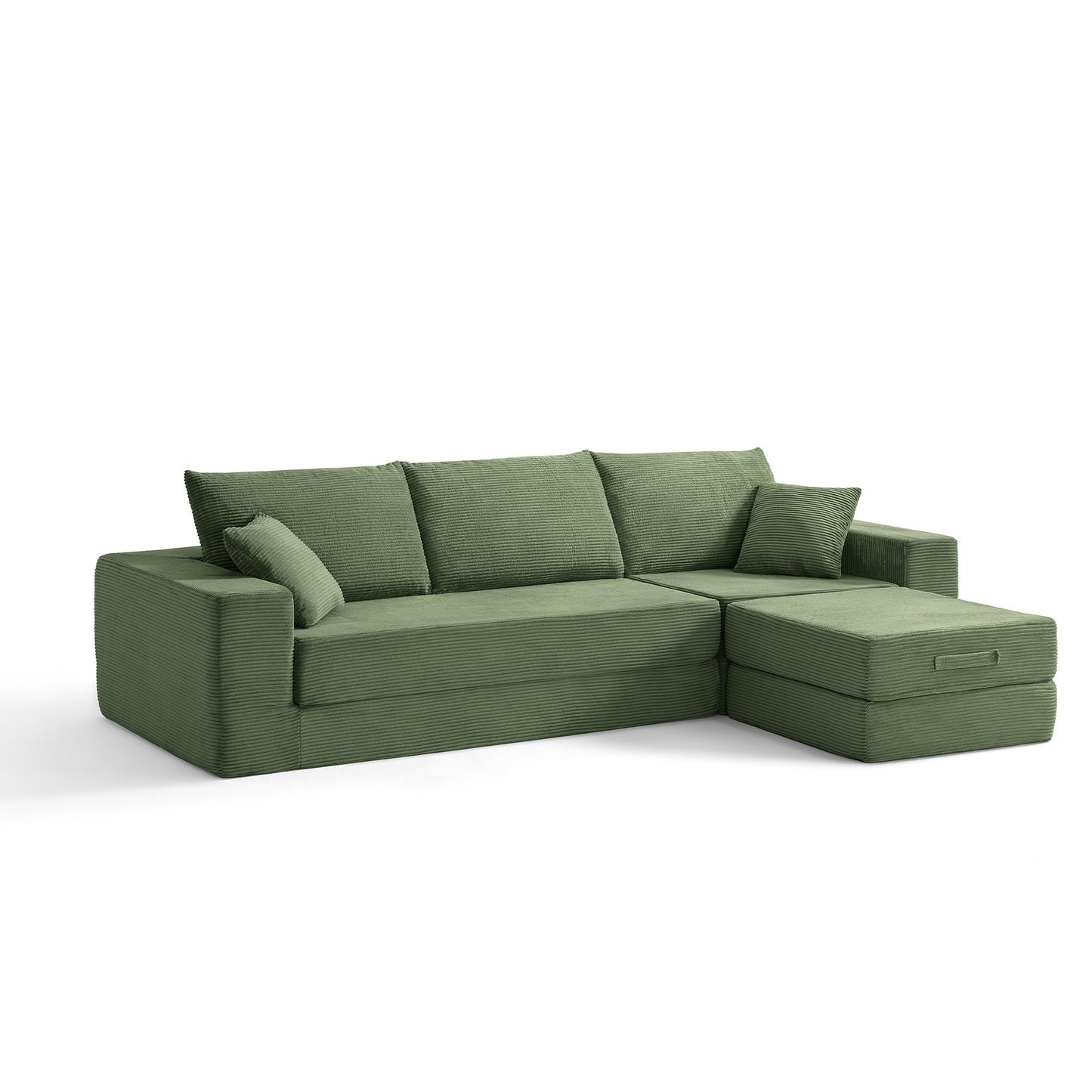 Linsy Home 110" 4-in-1 Convertible Sectional Cloud Couch for Living Room, Modular Sleeper Sofa Bed with 2 Pillows, No Assembly Required