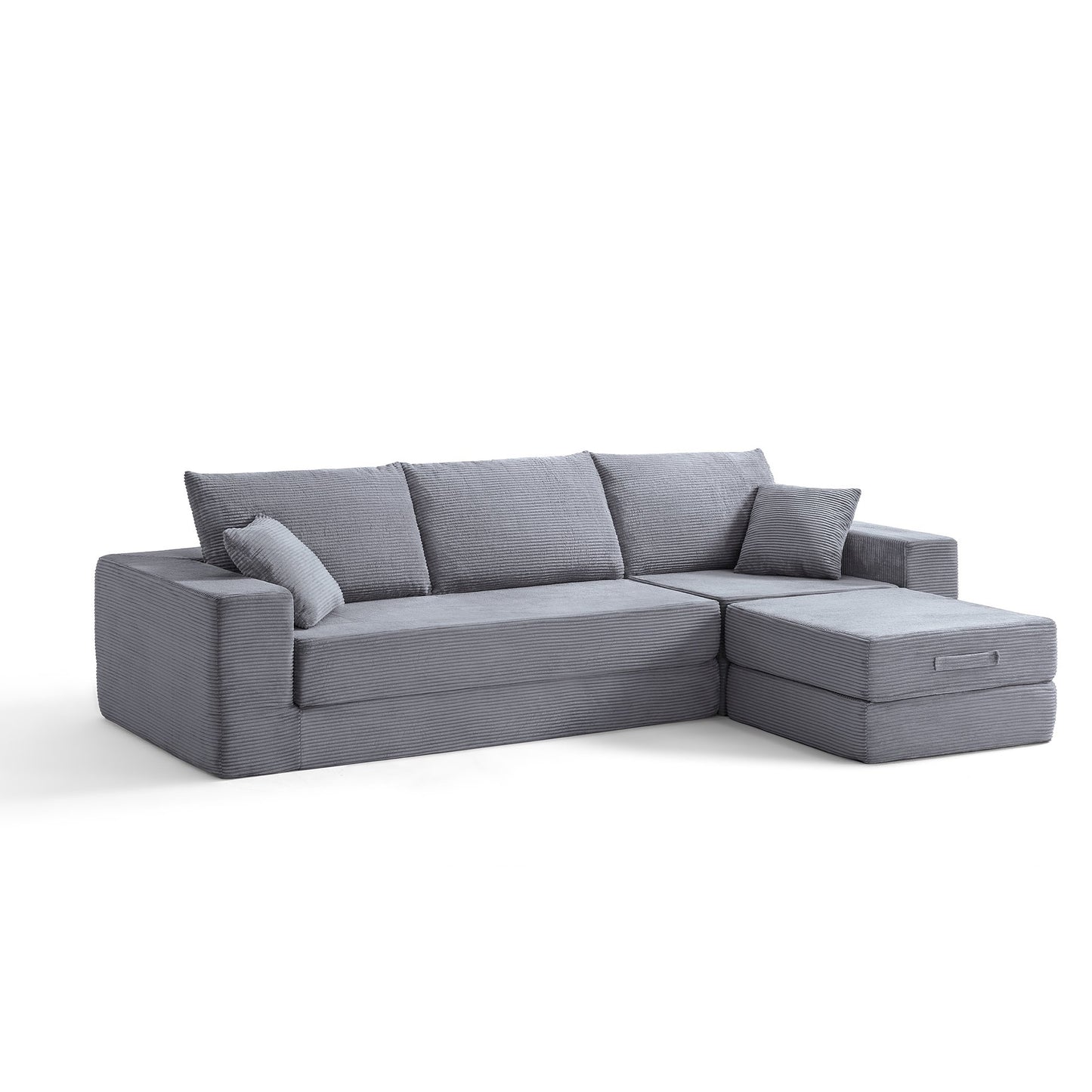 Linsy Home 110" 4-in-1 Convertible Sectional Cloud Couch for Living Room, Modular Sleeper Sofa Bed with 2 Pillows, No Assembly Required