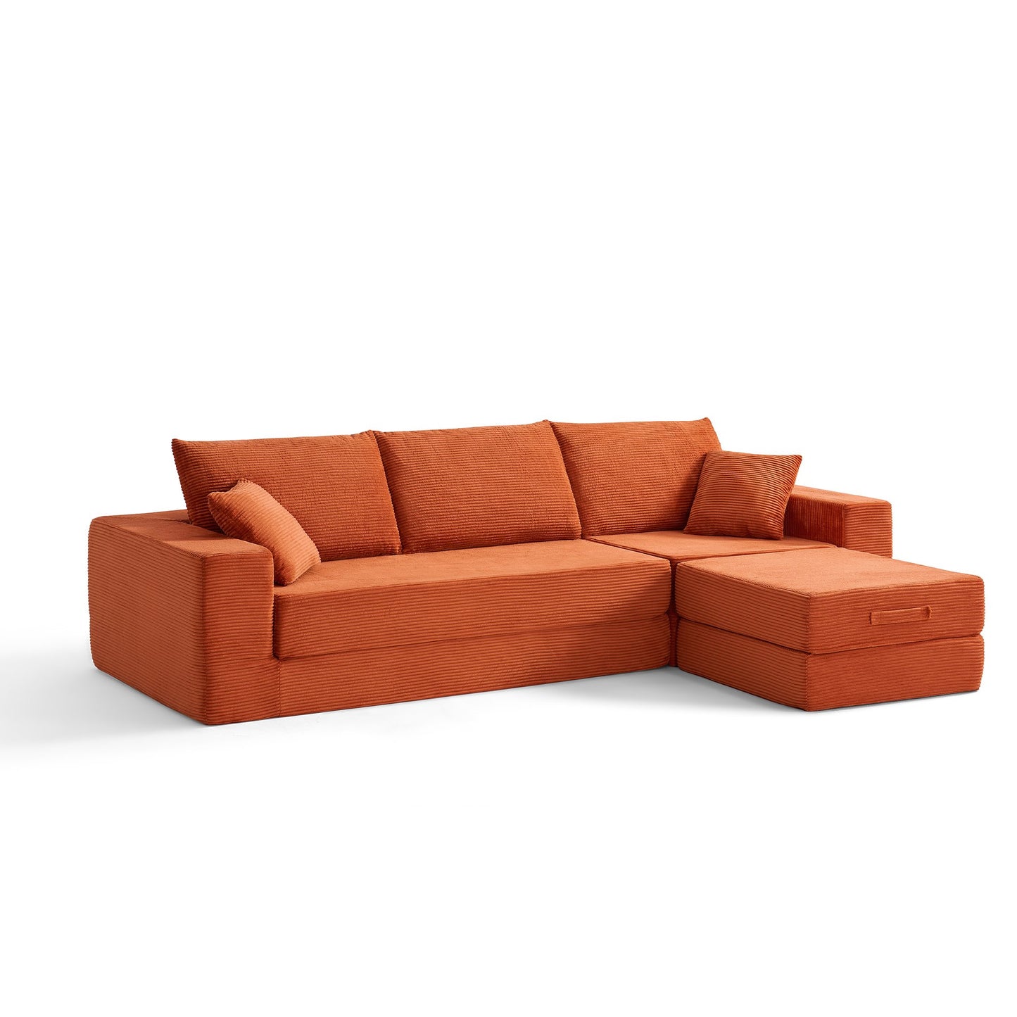 Linsy Home 110" 4-in-1 Convertible Sectional Cloud Couch for Living Room, Modular Sleeper Sofa Bed with 2 Pillows, No Assembly Required