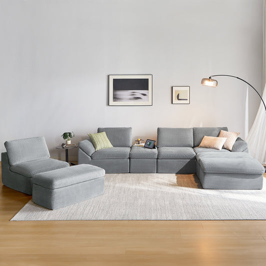 Linsy Home 2 Piece Sofa Set for Living Room, Cloud Modular Sectional Sofa with Deep Seating, Oversized Boneless Couch Set with Corduroy Fabric