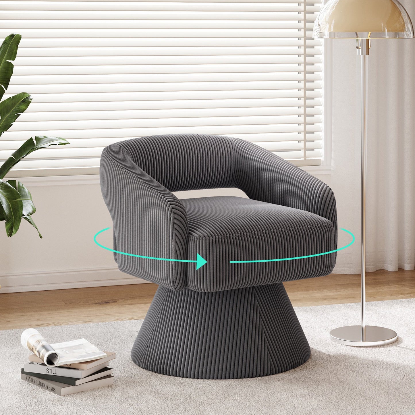 Linsy Home 360° Swivel Accent Chair, Modern Upholstered Barrel Chair for Living Room