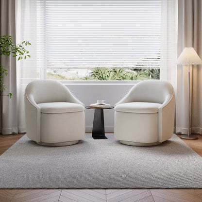 Linsy Home 360° Swivel Accent Chair with Hidden Storage, Modern Upholstered Barrel Chair for Living Room