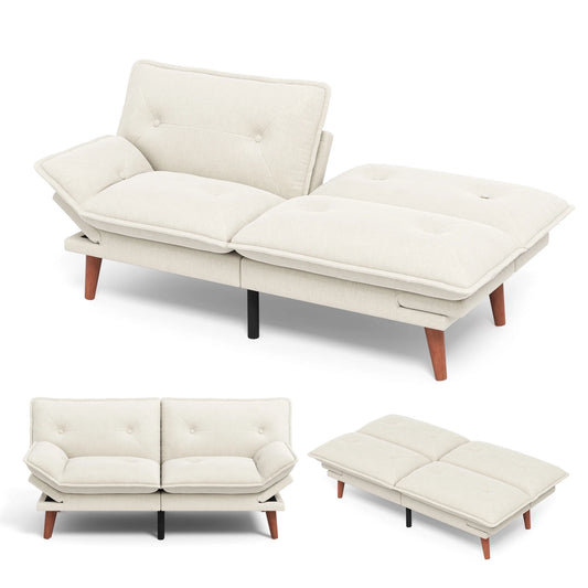 Linsy Home 70" W Chenille Convertible Futon Sofa Bed with Adjustable Armrests