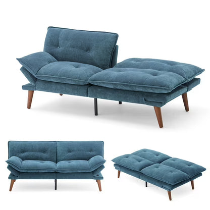 Linsy Home 70" W Chenille Convertible Futon Sofa Bed with Adjustable Armrests