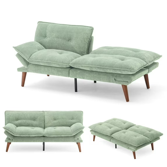 Linsy Home 70" W Chenille Convertible Futon Sofa Bed with Adjustable Armrests