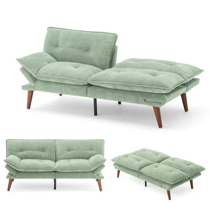 Linsy Home 70" W Chenille Convertible Futon Sofa Bed with Adjustable Armrests