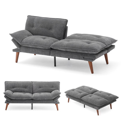 Linsy Home 70" W Chenille Convertible Futon Sofa Bed with Adjustable Armrests