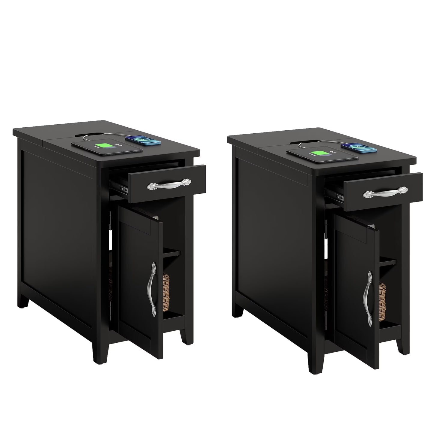 Linsy Home Farmhouse Nightstands for Bedroom Set of 2, End Tables with Usb Ports and Outlets