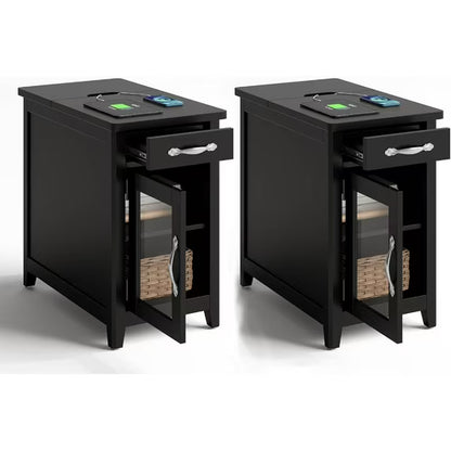 Linsy Home Farmhouse Nightstands for Bedroom Set of 2, End Tables with Usb Ports and Outlets