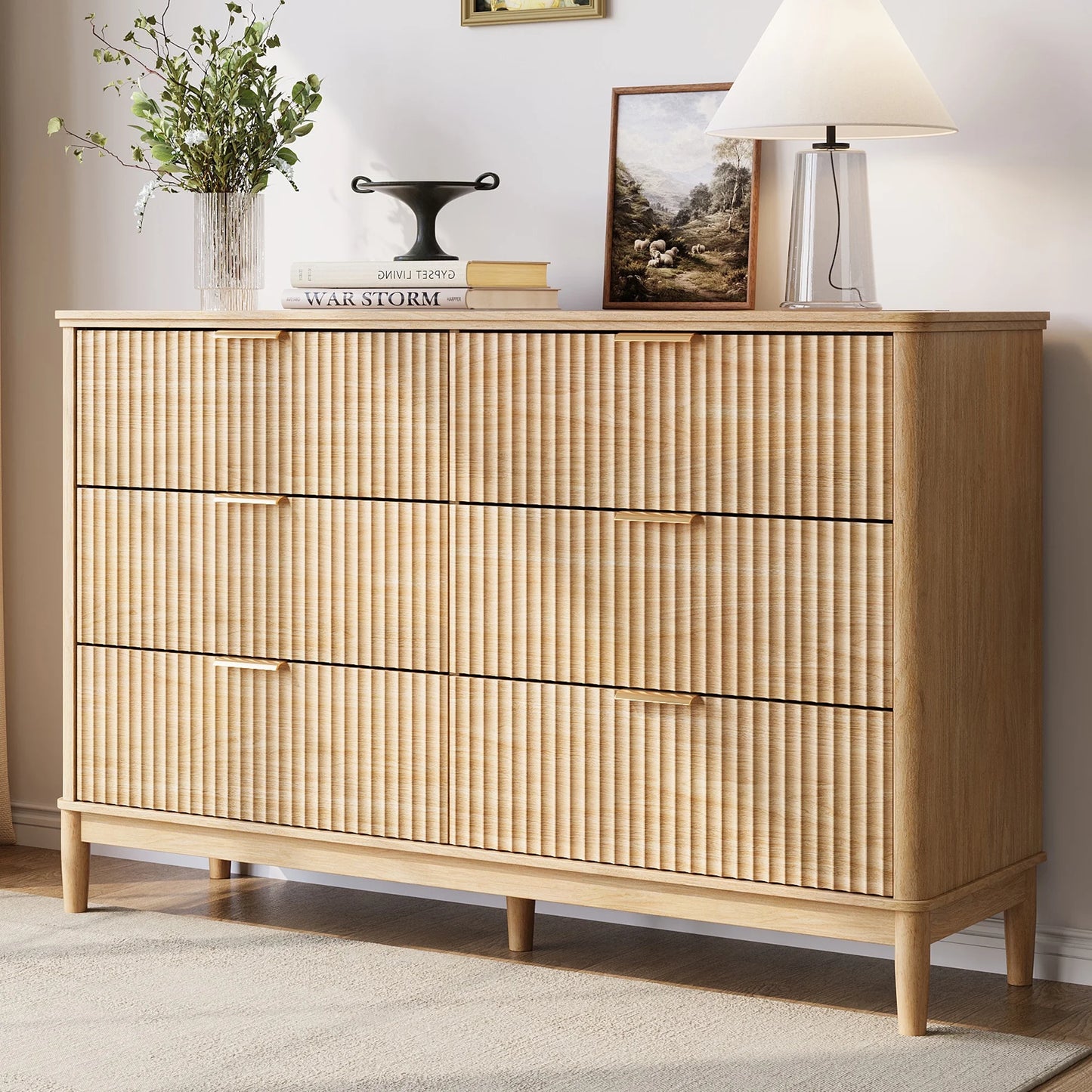 Linsy Home Fluted Tall Dressers for Bedroom