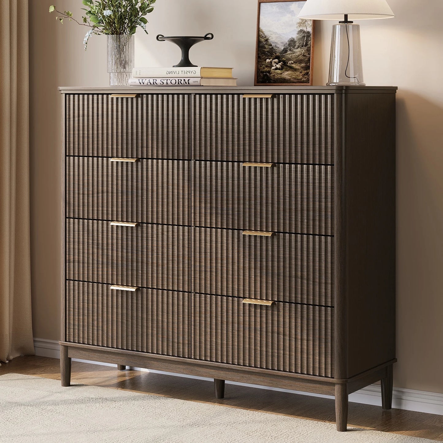 Linsy Home Fluted Tall Dressers for Bedroom