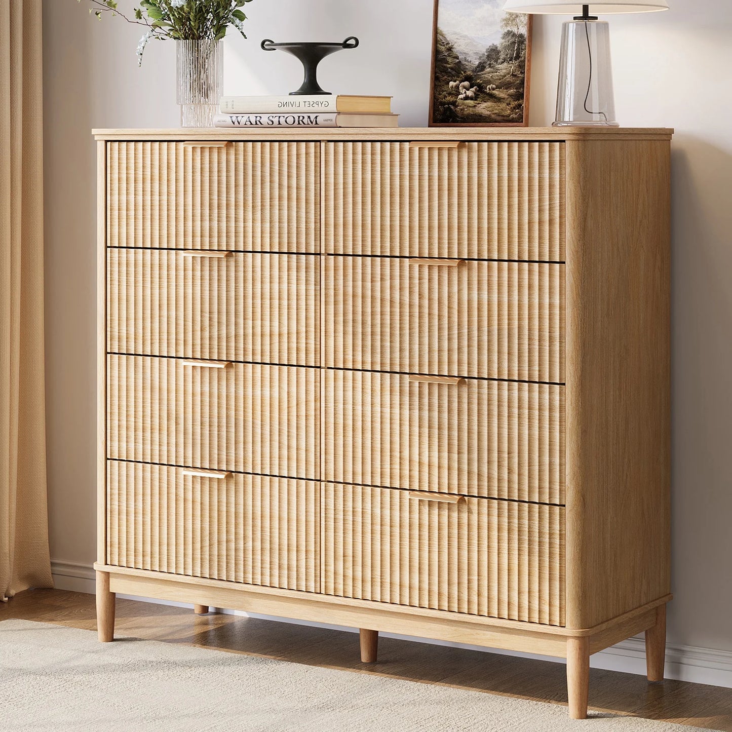 Linsy Home Fluted Tall Dressers for Bedroom