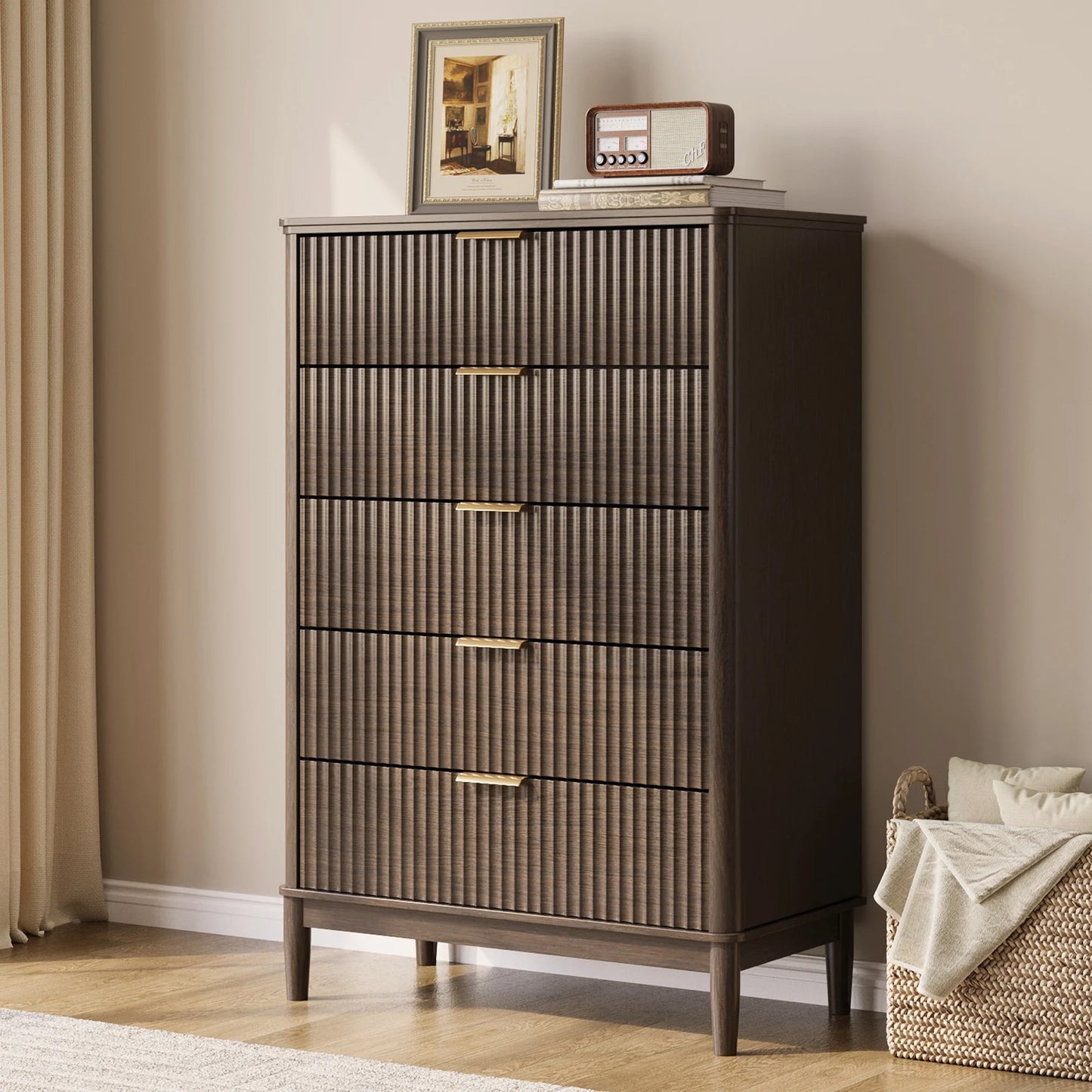 Linsy Home Fluted Tall Dressers for Bedroom