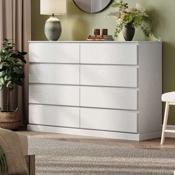 Linsy Home Modern Wood Dressers for Bedroom, Wide Chest of 8 Drawers