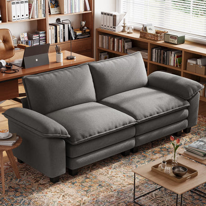 Linsy Home 123" Cloud Modular Sectional Sofa for Living Room, L-Shaped Cloud Sofa Couch with Corduroy Fabric, 3 Seat Oversized Couch with Movable Ottoman, Green