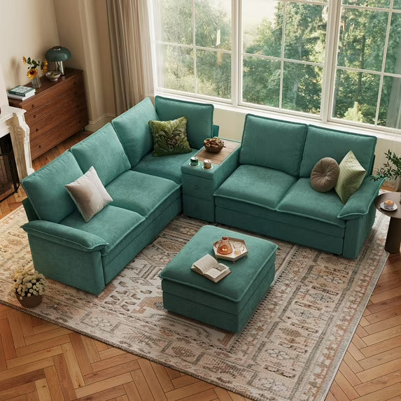 Linsy Home Corduroy L Shaped Sleeper Sofa Bed