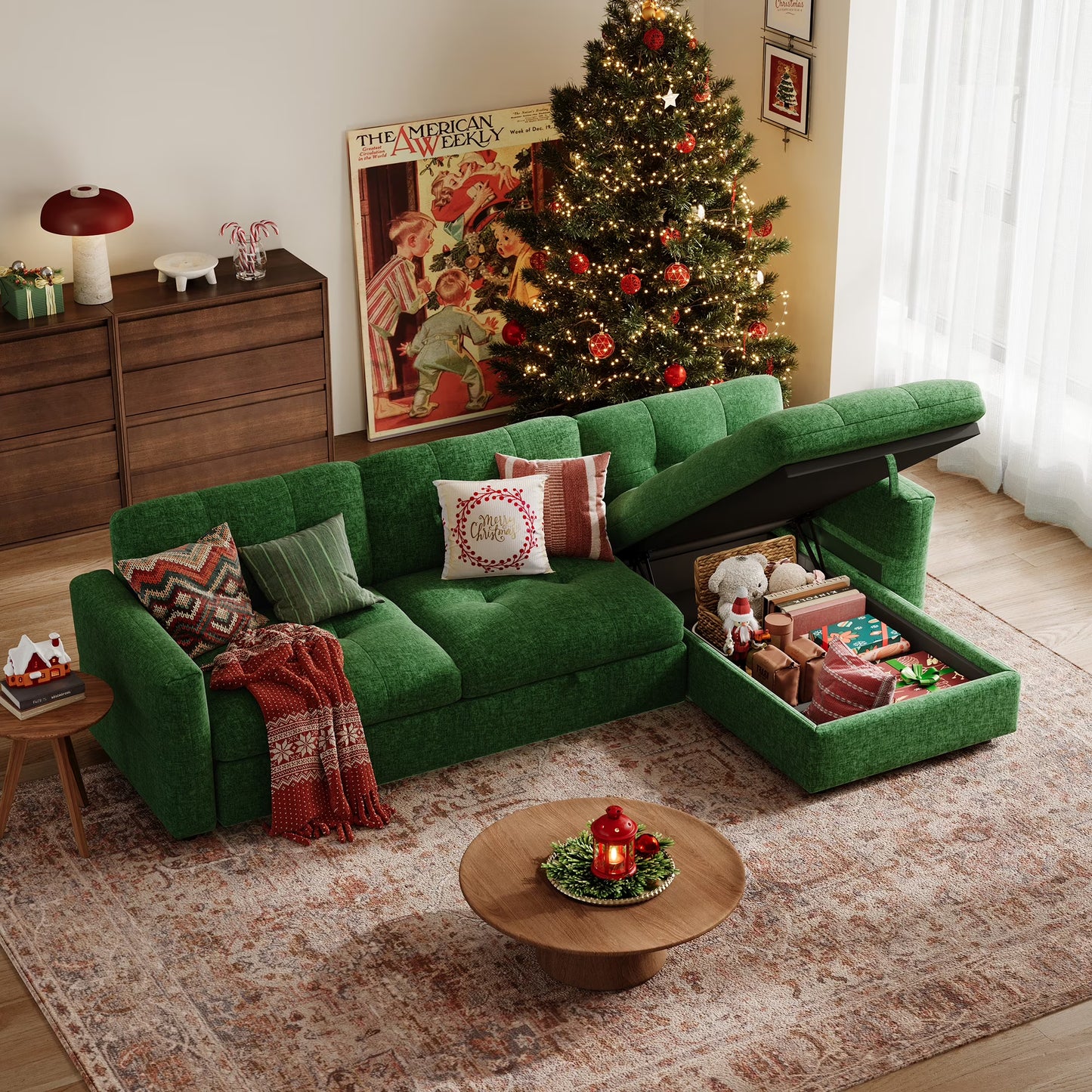 Linsy Home Oversized Modular Sectional Sofa with Storage, 118" 4 Seat L-Shaped Couches and Sofas