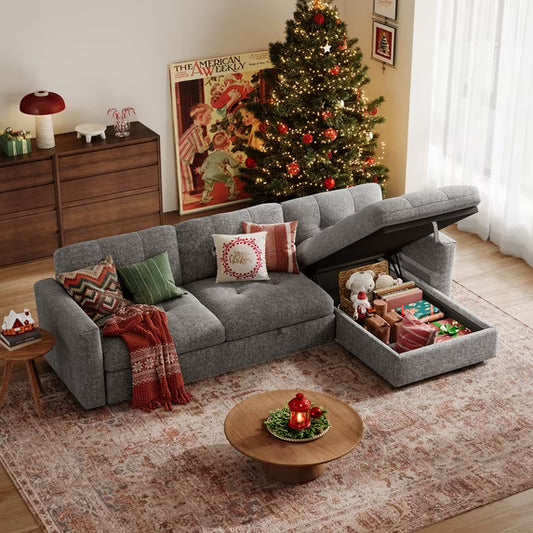 Linsy Home Oversized Modular Sectional Sofa with Storage, 118" 4 Seat L-Shaped Couches and Sofas