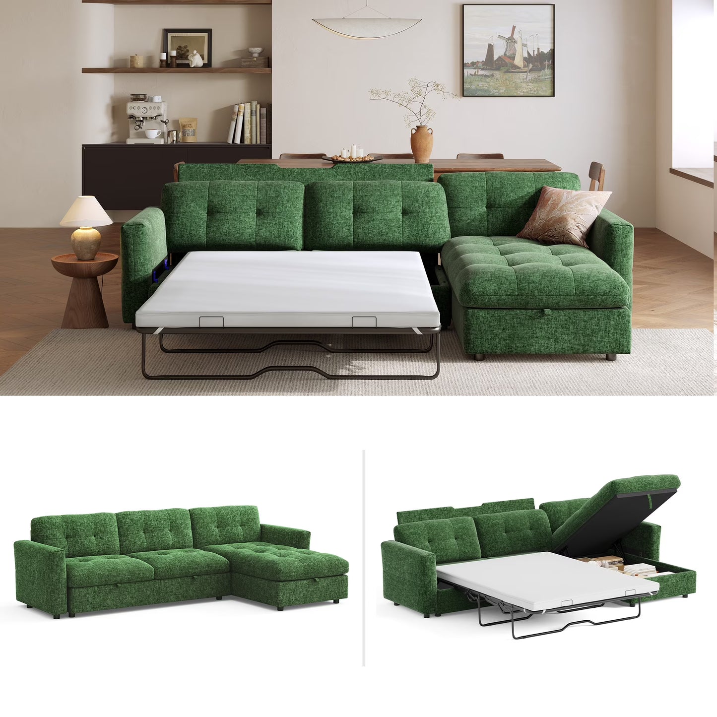 Linsy Home Oversized Modular Sectional Sofa with Storage, 118" 4 Seat L-Shaped Couches and Sofas