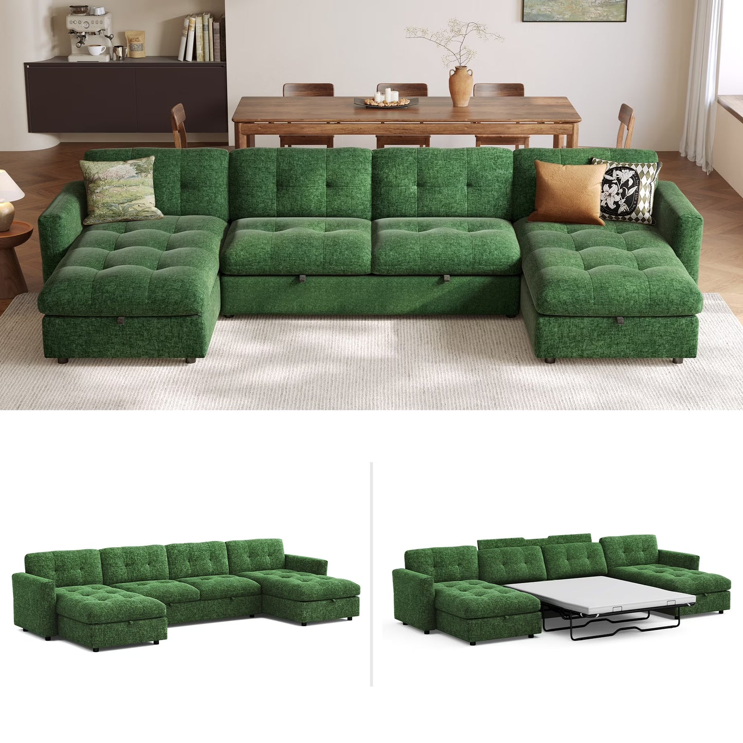 Linsy Home Oversized Modular Sectional Sofa with Storage, 118" 4 Seat L-Shaped Couches and Sofas
