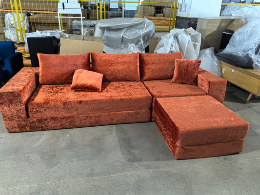 Linsy Home Corduroy L Shaped Sleeper Sofa Bed，Sectional Couches for Living Room, Apartment, Green