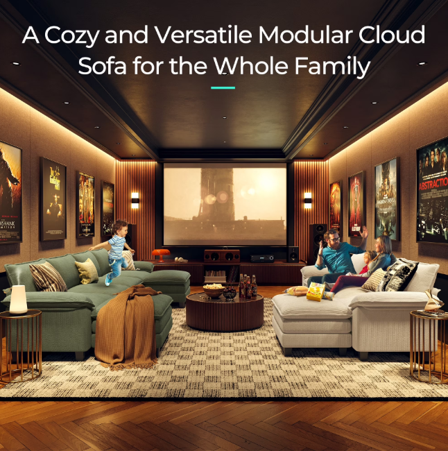 Linsy Home Oversized 3-Piece Sofa Set for Living Room, Comfy Corduroy Living Room Furniture Set Include Sectional Couch, Loveseat and Movable Ottoman, Beige